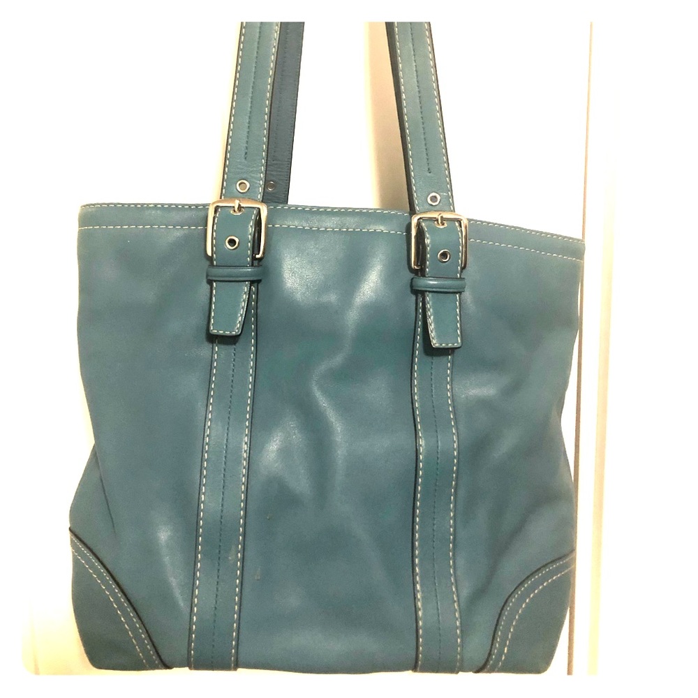 Turquoise leather Coach purse
